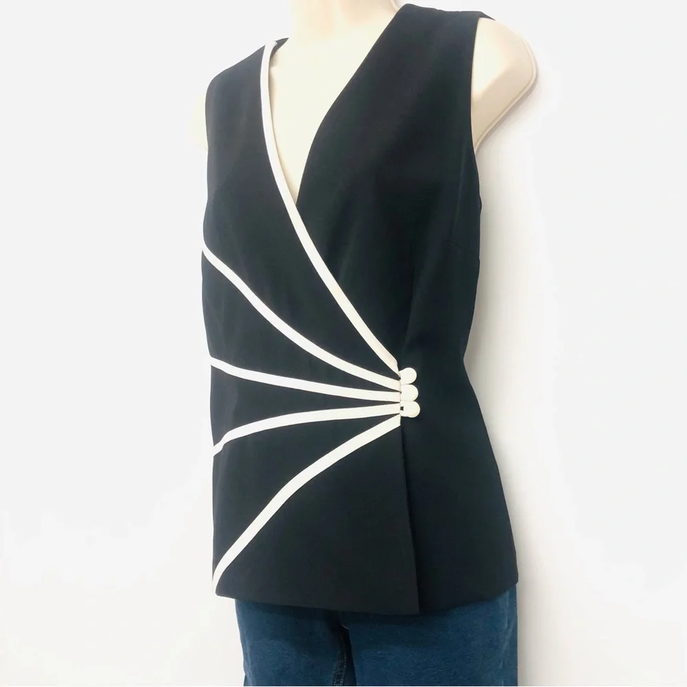 Sheri Martin New York Black White Sleeveless Top - Picture 5 of 16
